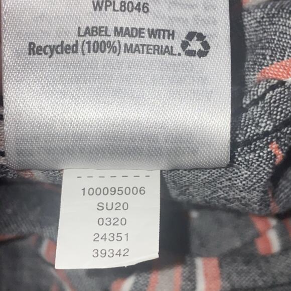 Sun + Stone Mens Medium Serape Stripe Linen/cotton Blend Button Shirt Gray Coral - Picture 7 of 7